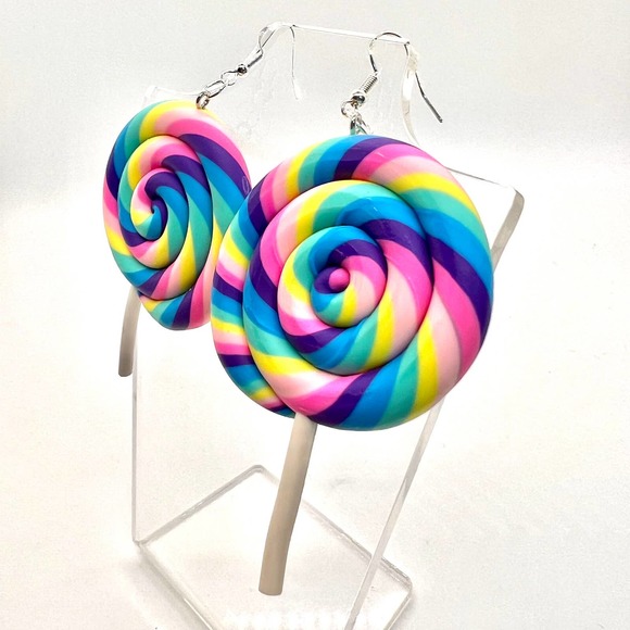 Large Lollipop Earrings - Oversized Earrings - Statement Earrings - Candy Earrin - Picture 5 of 8
